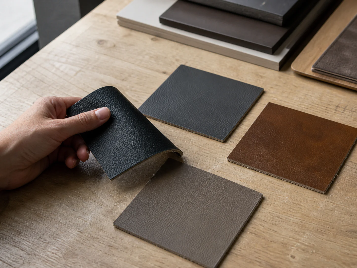 Illustrative comparison of leather sample tactility