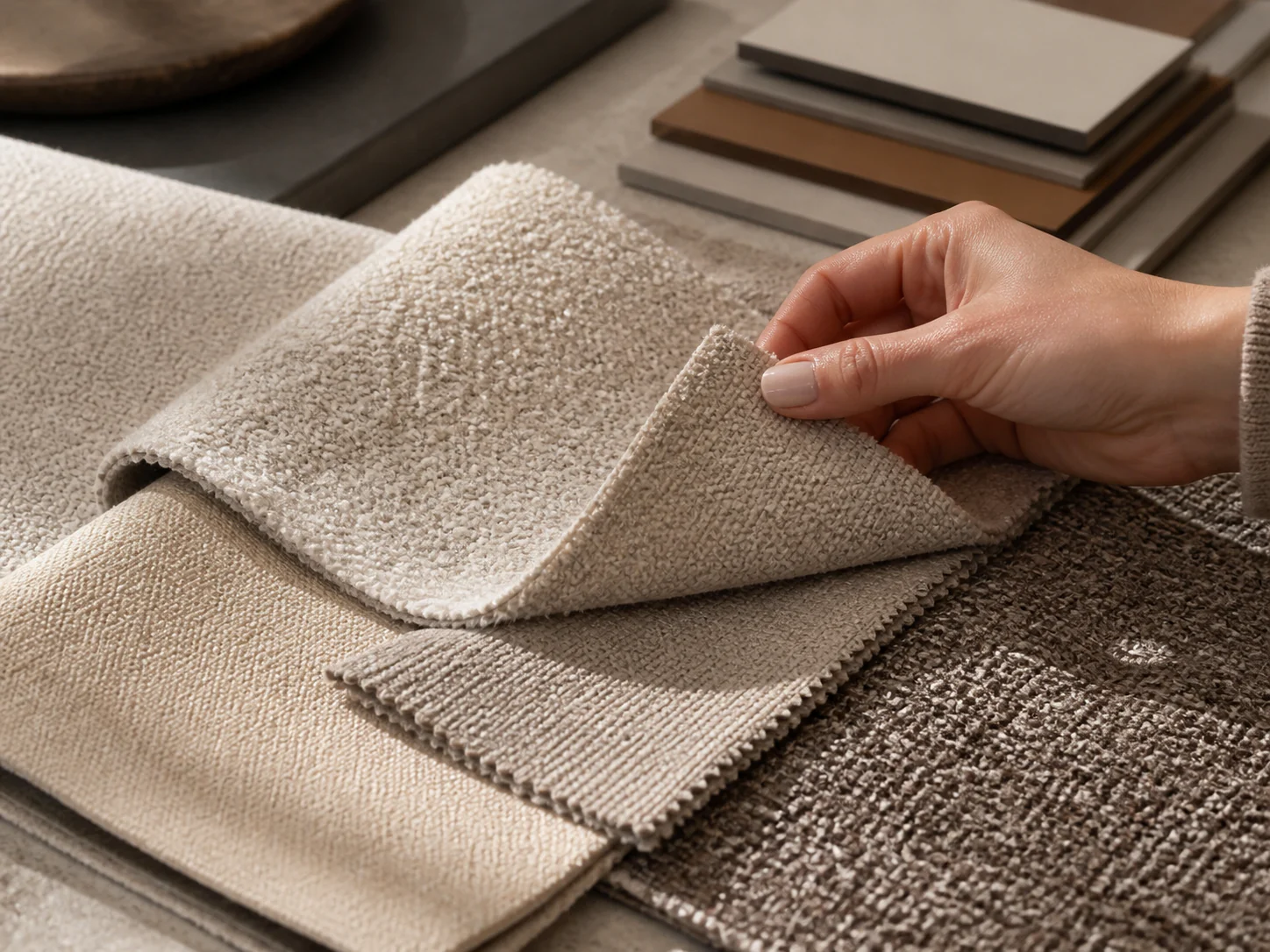 Illustrative comparison of upholstery swatch tactility