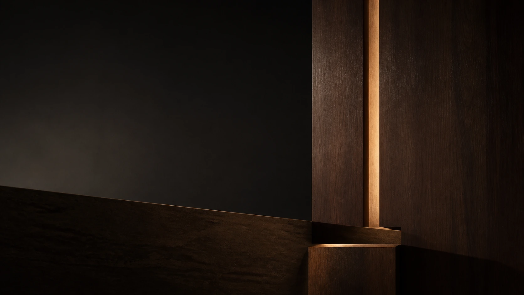 Concept image of dark timber architecture and reflective water, not an actual venue