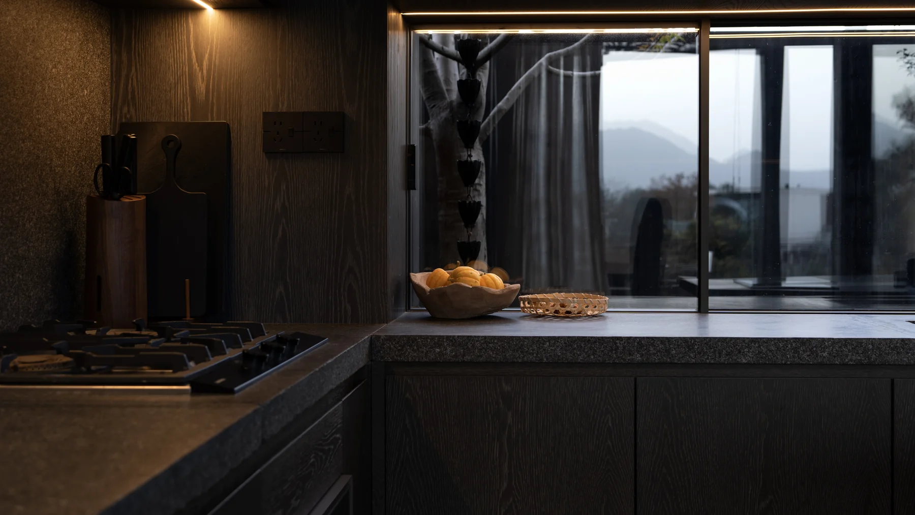 Wu Bin Residence kitchen and mountain view