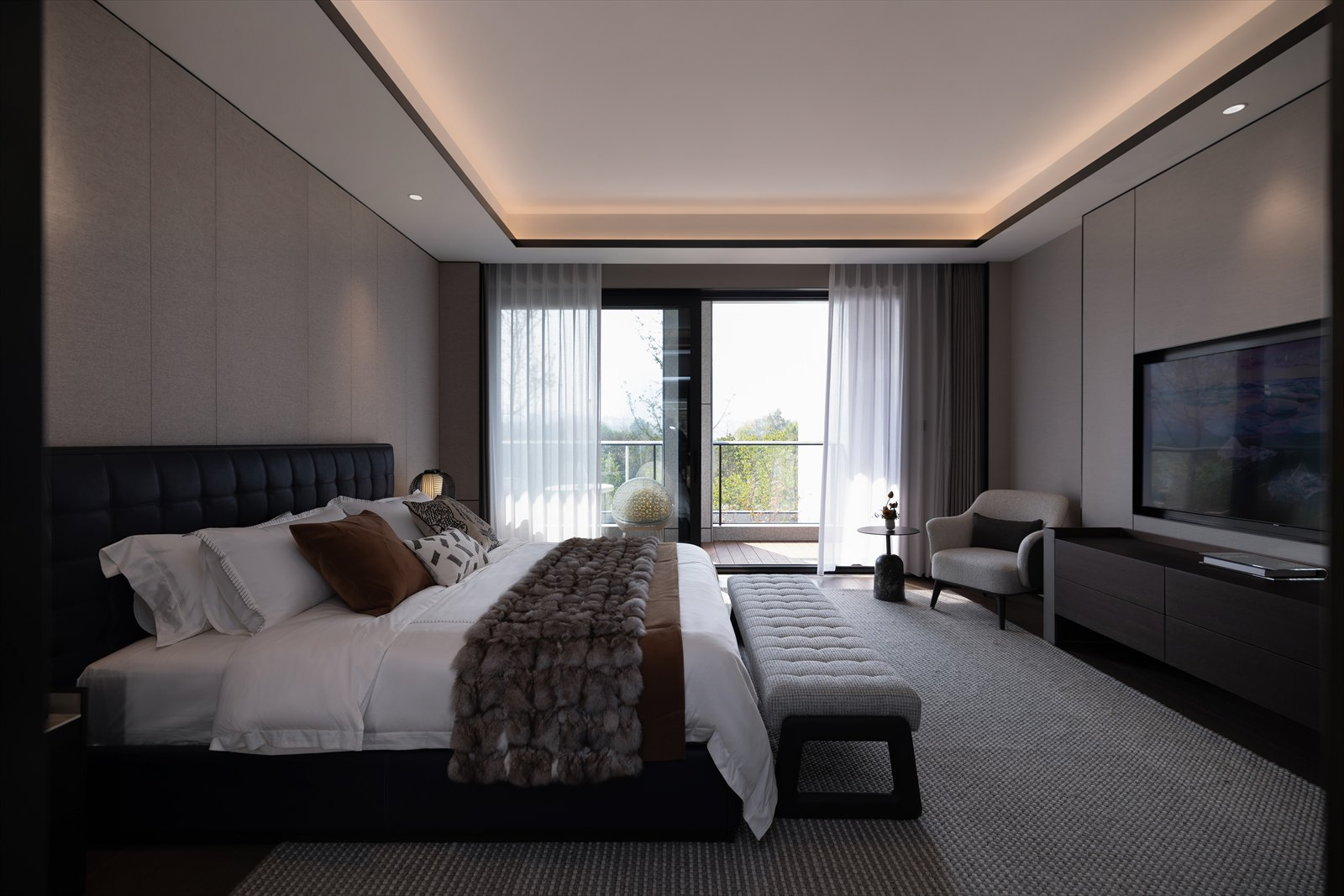 POSEENA primary bedroom interior atmosphere